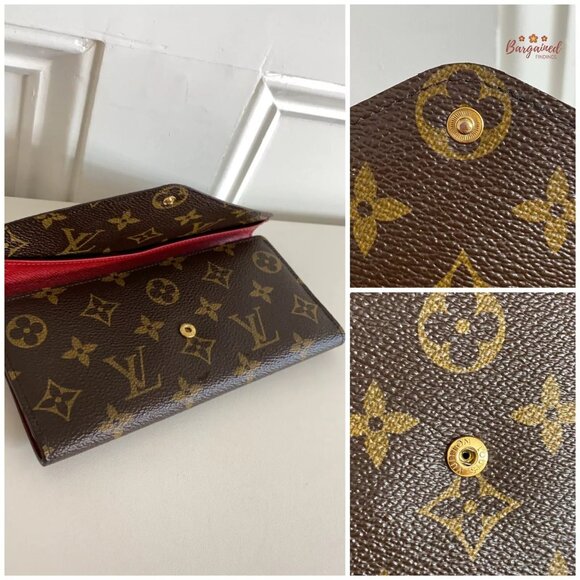 Authentic Louis Vuitton Monogram Coated Canvas Leather Red Josephine Long Wallet - Picture 7 of 14